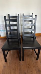 Set of 4 IKEA STEFAN Black Solid Wood Dining Chairs