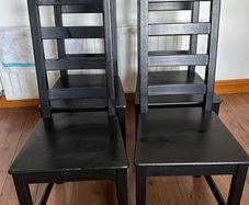 Set of 4 IKEA STEFAN Black Solid Wood Dining Chairs