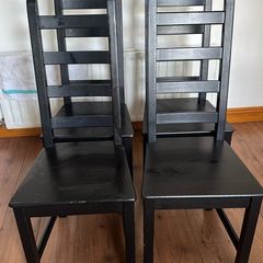 Set of 4 IKEA STEFAN Black Solid Wood Dining Chairs