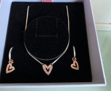 Pandora necklace and earrings set sterling silver and rose gold plated perfect condition like new