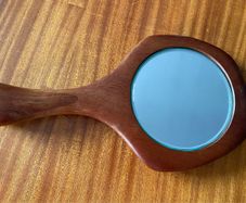 Mid Century Danish Modern teak hand mirror