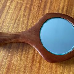 Mid Century Danish Modern teak hand mirror