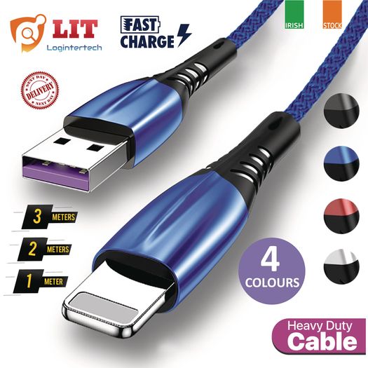 1m/2m/3m Long Lightning iPhone Charger for Apple iPhone 12 11 X 6 5 7 8 USB Cable