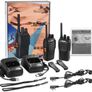 2PCS Walkie Talkies Rechargeable Walkie Talkie Long Range Two-Way Radio Walky Talky Set with Earpieces and LED Light Voice Prompt for Field Survival Biking and Hiking Image 3