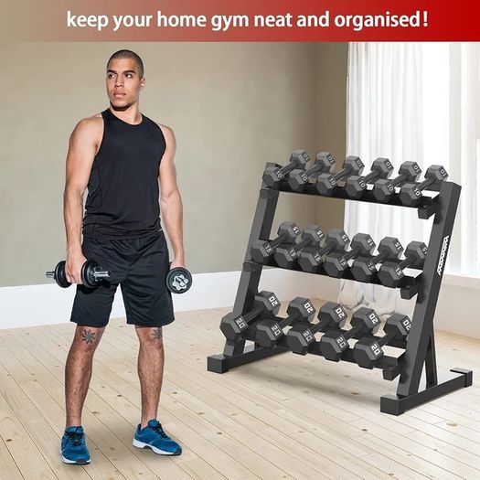 3 Tier Dumbbell Rack Home Gym Dumbbell Storage Stand Weights Storage Rack for Dumbbells
