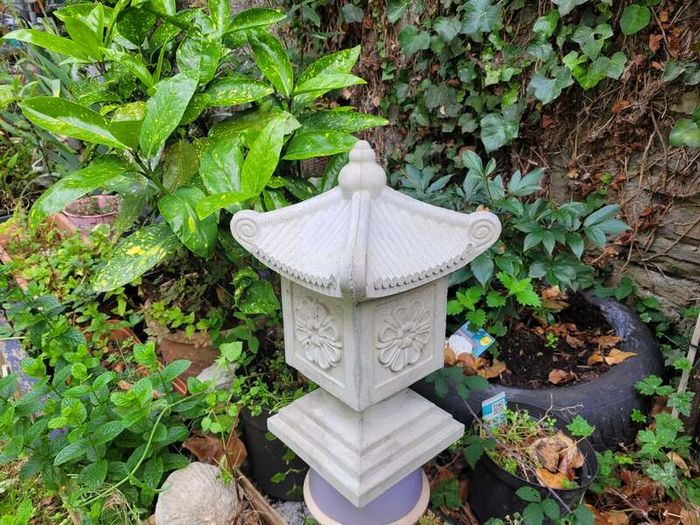 Japanese-style concrete garden lantern ornament,  Pagoda