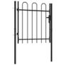 Fence Gate Single Door with Arched Top Steel 1x1 m Black Image 2