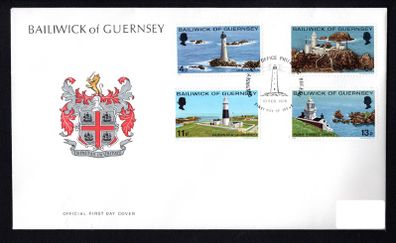 1976 Guernsey Lighthouse Commemorative Stamps Addressed First Day Cover (FDC)
