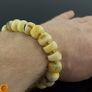 Rare White Baltic Amber Beaded Bracelet with 3mm Gold Plated Spacers for Men Women Unisex Unique Amber Bracelet for Adult Image 4