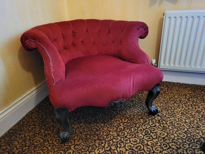 Pre owned Antique red tub chair
