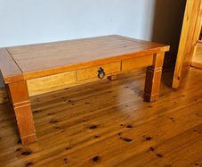 Rustic Solid Wood Coffee Table with Storage Drawer
