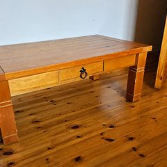 Rustic Solid Wood Coffee Table with Storage Drawer