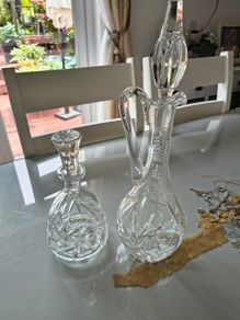 Two heavy weight decanters