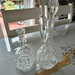 Two heavy weight decanters