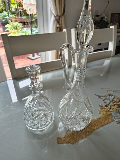 Two heavy weight decanters