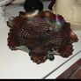 Antirque Amethyst Carnival Glass Grape and Cable Footed Bowl Circa 1908 to 1920 Image 5