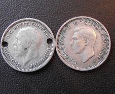 Great Britain George V & George VI. 2 Silver coins@3p (1931&1938)
