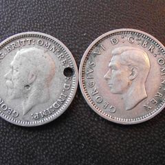 Great Britain George V & George VI. 2 Silver coins@3p (1931&1938)