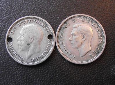 Great Britain George V & George VI. 2 Silver coins@3p (1931&1938)