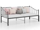 Pull-out Sofa Bed Frame Black Metal 90x200 cm