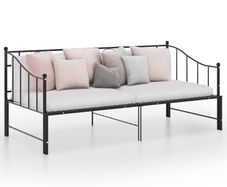Pull-out Sofa Bed Frame Black Metal 90x200 cm