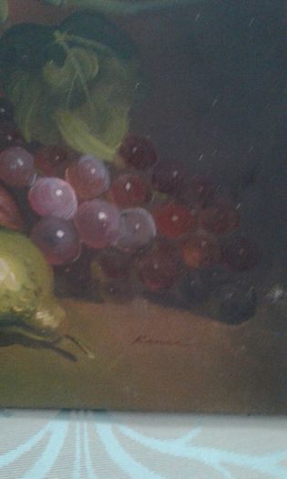 Vintage Oil painting of still life.