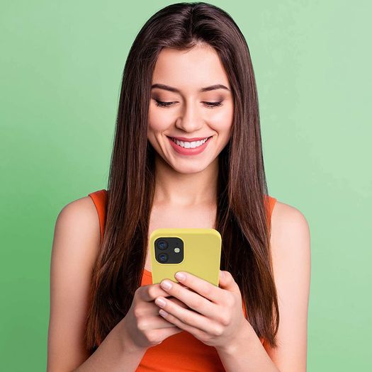 Liquid Silicone Case For iPhone 12 Mini Luxury Thin Soft Phone Cover New Yellow - FHT8IP12MLK