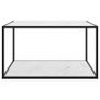 Tea Table Black with White Marble Glass 90x90x50 cm Image 2