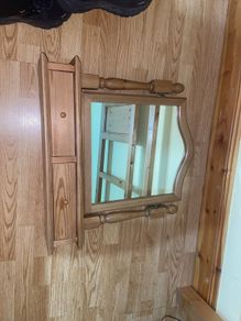 Lovely solid pine mirror with two small drawers