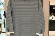 Black and white stripped shirt dress