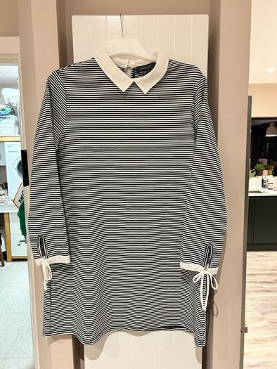 Black and white stripped shirt dress