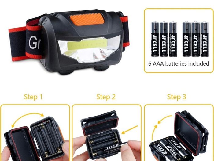 LED Head Torch, [2 Pack] COB Headlamp Super Bright Headlight, Adjustable with 3 Modes, Lightweight for Running, Camping, Fishing (FREE POSTAGE)