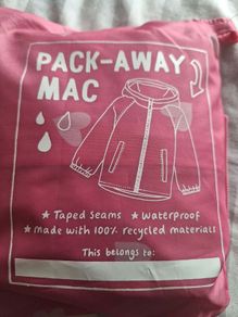 Rain Jacket/Child's Pack-Away Rain Mac .. Age: 3/4 Years