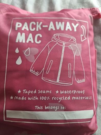 Rain Jacket/Child's Pack-Away Rain Mac .. Age: 3/4 Years