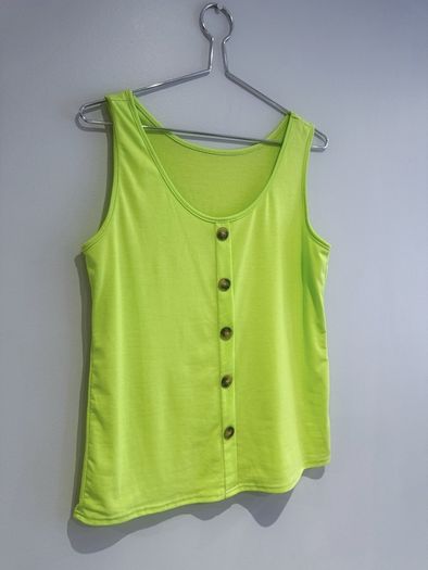 Pre Owned Neon Lime Button-Down Vest Top