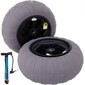 16" Replacement Sand Tires, TPU Cart Tires for Kayak Dolly, Canoe Cart and Buggy with Free Air Pump, 2-Pack