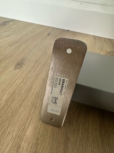 Ikea grey shelf with metal holder