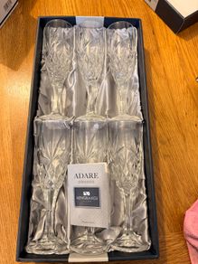 Newgrange Crystal Champagne Flutes Set of 6, Boxed