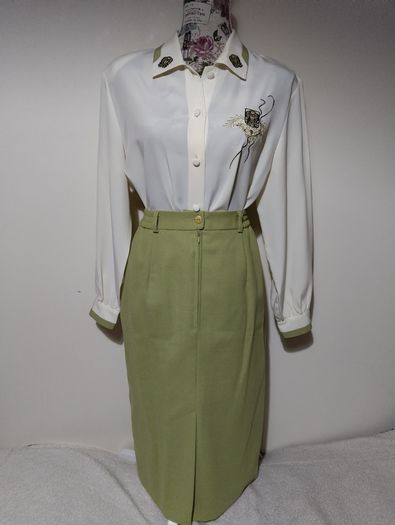 Jacques Vert Designer 3 Piece Outfit, part wool Jacket, Skirt and Blouse set
