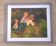 Decorative framed art print after The Butterflies De vlinders by August Allebe Dutch, 1838 1927