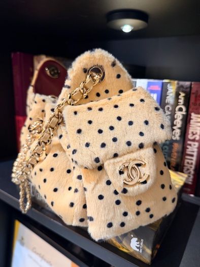 Designer inspired Polka Dots Fur bag