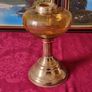 Vintage 21 Inches Tall Brass Double Burner Victorian Oil Lamp With Amber Glass Oil Font And With White Opaque Fluted  Glass Globe Shade Image 4