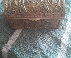 vintage brass stamp box