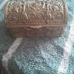 vintage brass stamp box