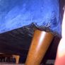L shaped sofa/couch, blue velvet. Image 8