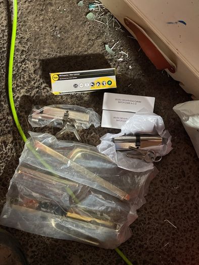 Brand new door cylinder locks and new door handle
