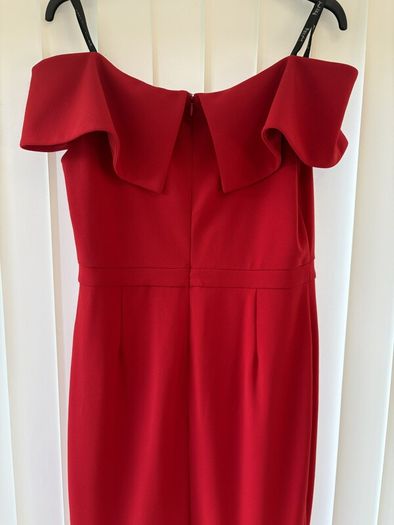 Joseph Ribkoff Drop Shoulder Dual Fabric Red Sheer Panelled Dress SIZE 14
