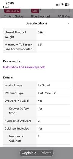 Apogee Television stand for TV's up to 65"