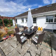 Patio Table, Chairs, parasol and base