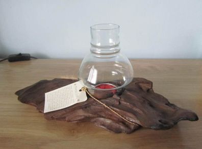 Design Candle Holder with Wooden & Glass Stand